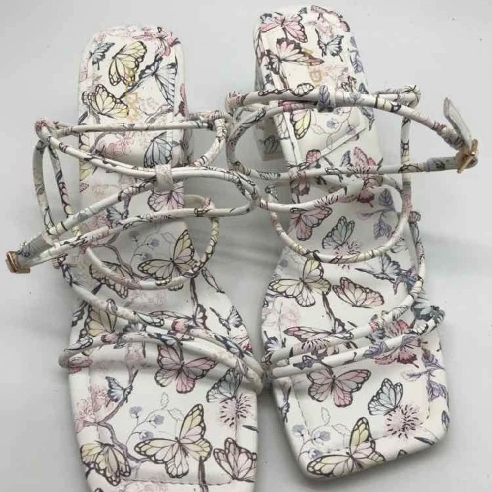 Aldo White and Pink Butterfly Sandals